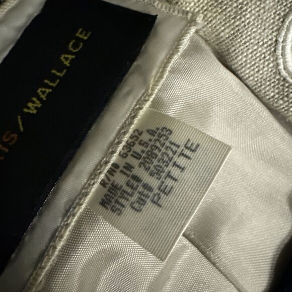 Harris Wallace Women’s Oatmeal Linen Jacket Floral Appliqué Petite Size M PM - Picture 8 of 9